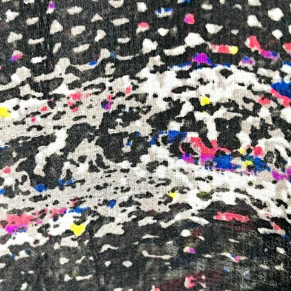 CAbi Blouse XS Black Sheer Chiffon Abstract Print Long Sleeve - Picture 6 of 10